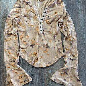 Free People Floral long sleeve top